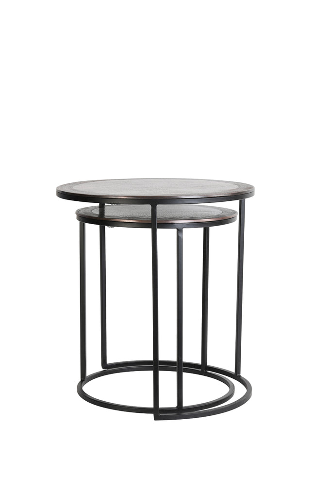 Side table S/2 40x45+50x52 cm TALCA ant copper+black - Majorr