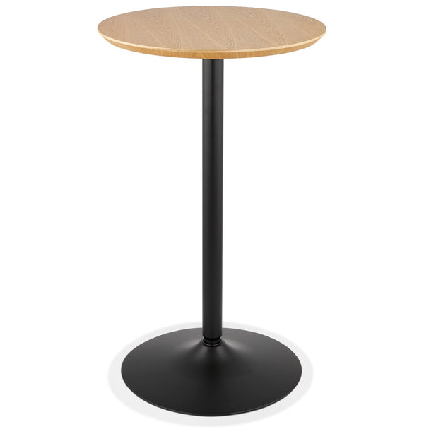 Ronde hoge tafel 'TAMAGO' van natuurlijk afgewerkt hout en zwart metaal - Ø 60 cm - Majorr