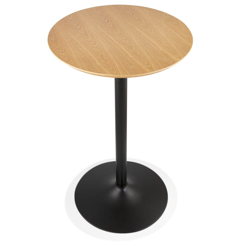 Ronde hoge tafel 'TAMAGO' van natuurlijk afgewerkt hout en zwart metaal - Ø 60 cm - Majorr