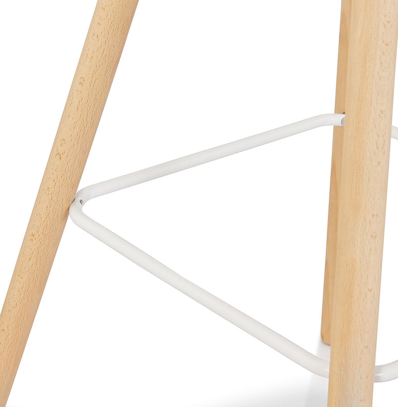 Halfhoge witte kruk 'TATSU MINI' met poten van natuurlijk hout - Majorr