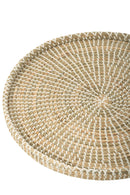 Tray Round Seagrass/Plastic Natural/White - Majorr