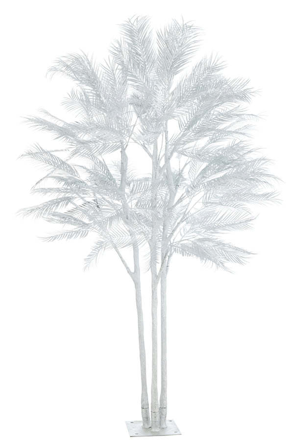 Tree Palm Leaves 3 Trunks Steel Silver Large - Majorr