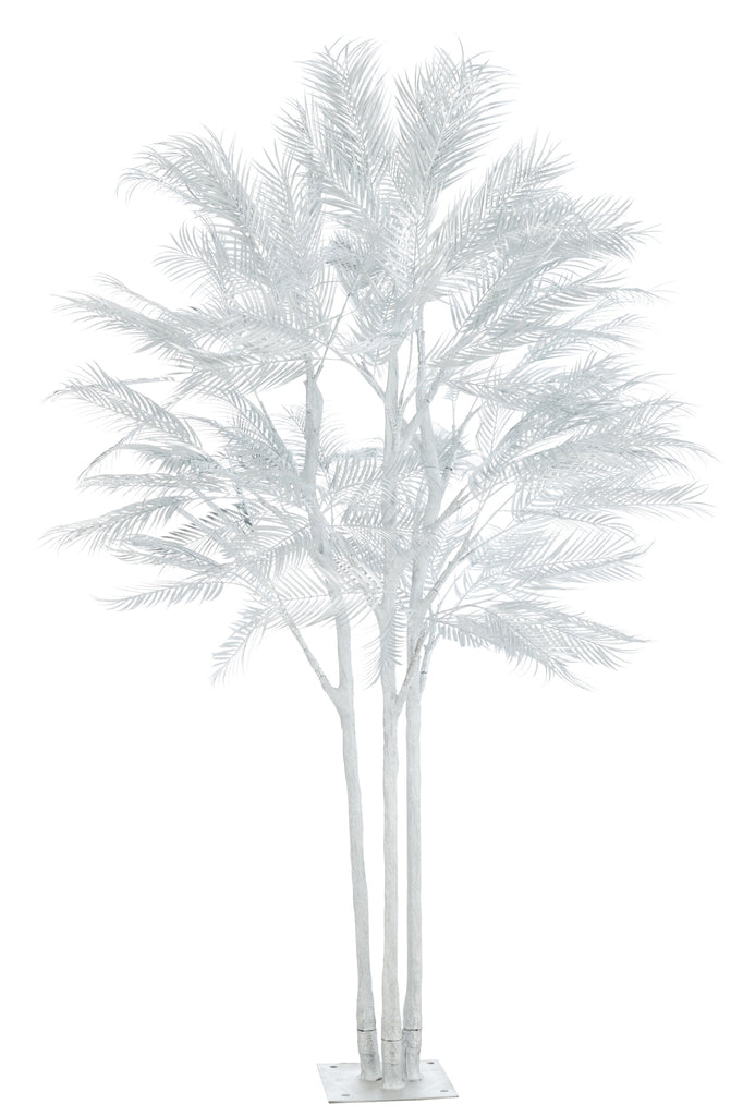 Tree Palm Leaves 3 Trunks Steel Silver Large - Majorr