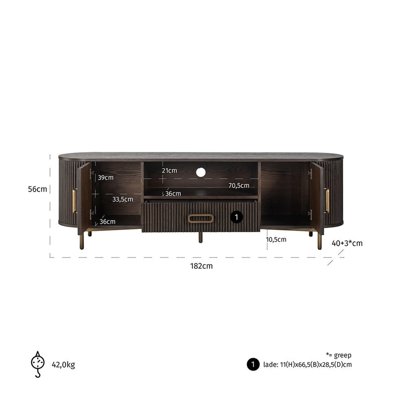 TV-dressoir Luxor 2-deuren 1-lade - Majorr