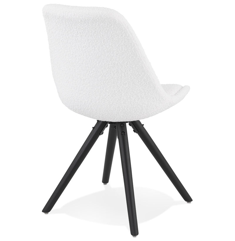 Design stoel 'VALENTINE' van witte badstof met zwarte houten poten - Majorr