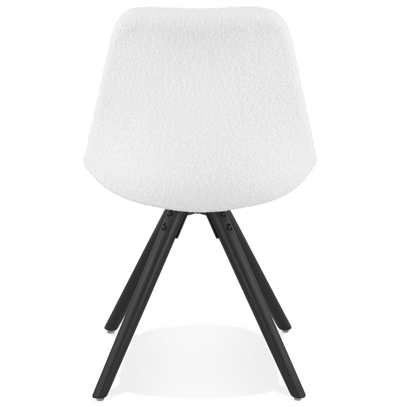 Design stoel 'VALENTINE' van witte badstof met zwarte houten poten - Majorr
