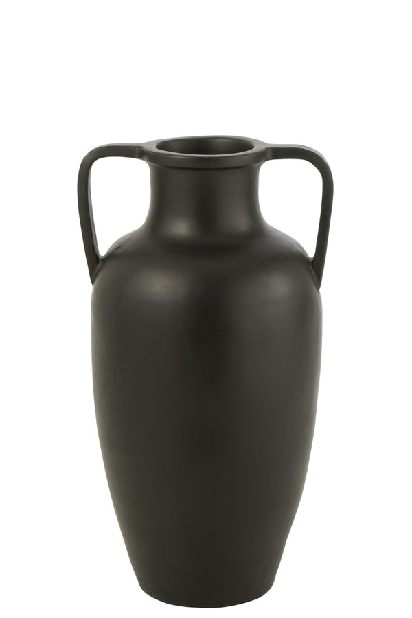 Vase 2 bras en terre cuite noir grand modèle