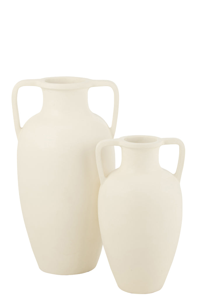 Vase 2 Arms Terracotta White Large - Majorr