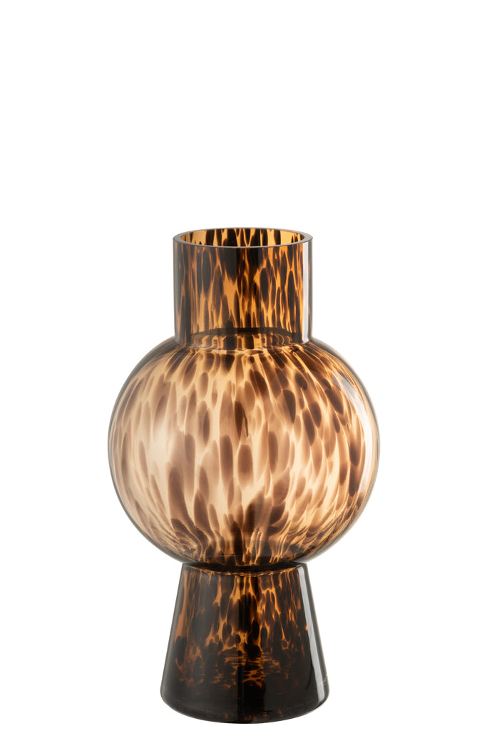 Vase Ball Dot Brown Glass Medium - Majorr