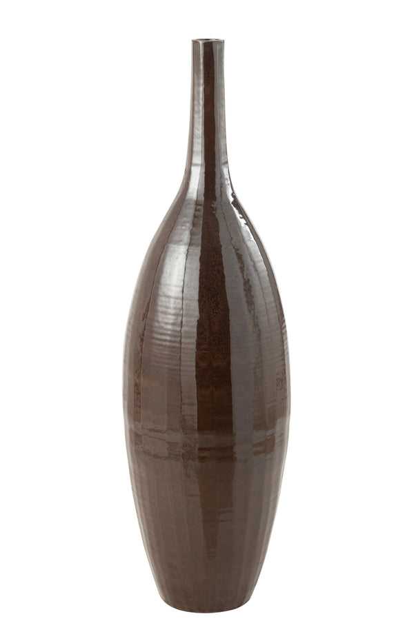 Vase Bottle Terra Shiny Brown Large - Majorr