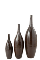 Vase Bottle Terra Shiny Brown Large - Majorr