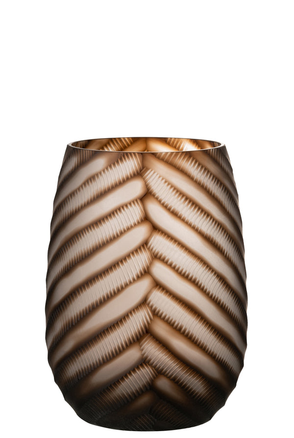 Vase Carved Glass Brown Large - Majorr