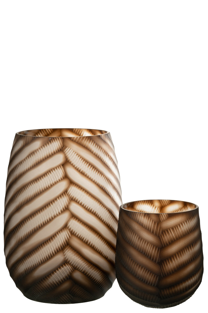 Vase Carved Glass Brown Large - Majorr