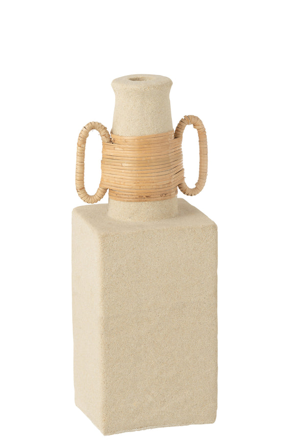 Vase Celine Rings Oval Cement Sand Natural - Majorr