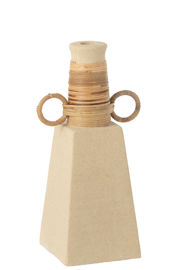 Vase Celine Rings Round Cement Sand Natural - Majorr