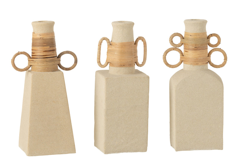 Vase Celine 4 Rings Cement Sand Natural - Majorr