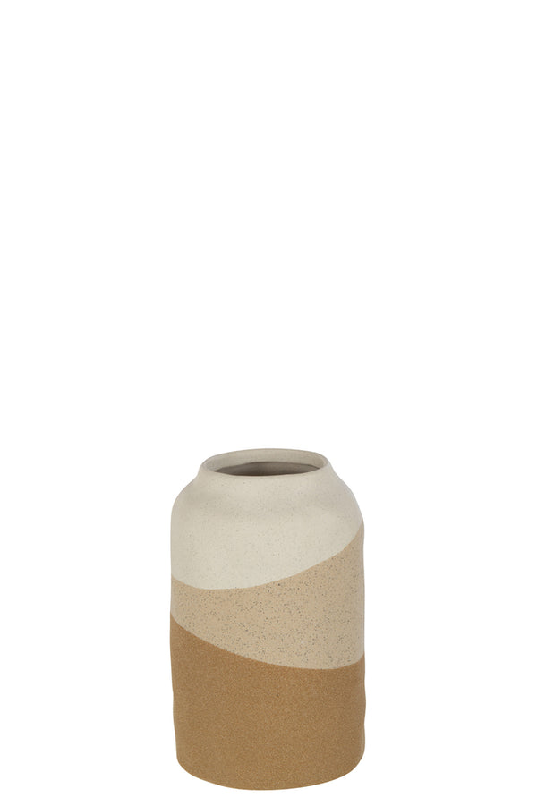 Vase Cylinder Ceramic Beige/Light Brown Small - Majorr