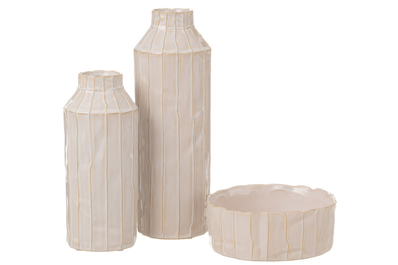 Vase Cylinder Ceramic Beige/Light Brown Small - Majorr