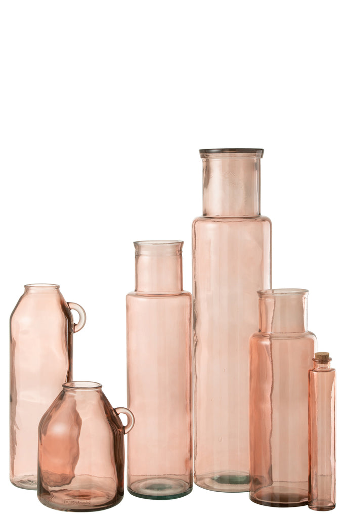 Vase Cylinder Glass Light Pink Large - Majorr