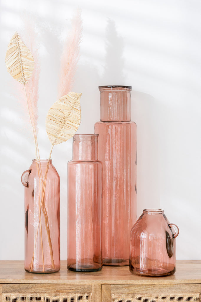 Vase Cylinder Glass Light Pink Medium - Majorr