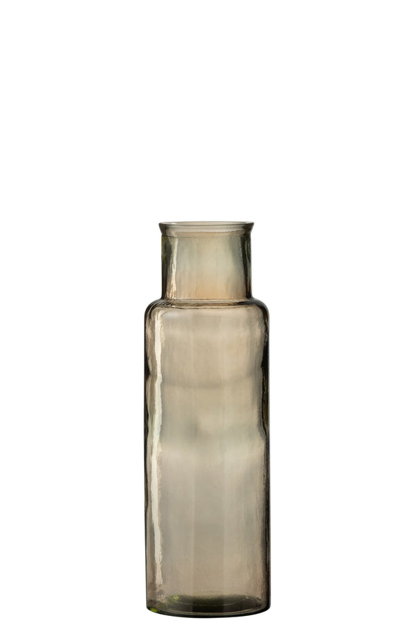 Vase Cylinder Glass Light Brown Medium - Majorr