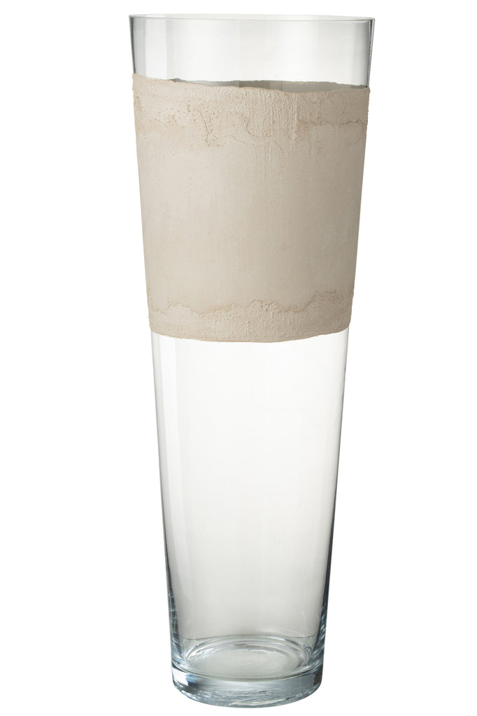 Vase Delph Glass Transparent/Beige Extra Large - Majorr