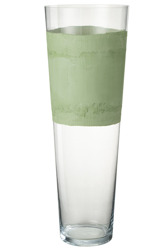 Vase Delph Glass Transparent/Green Extra Large - Majorr