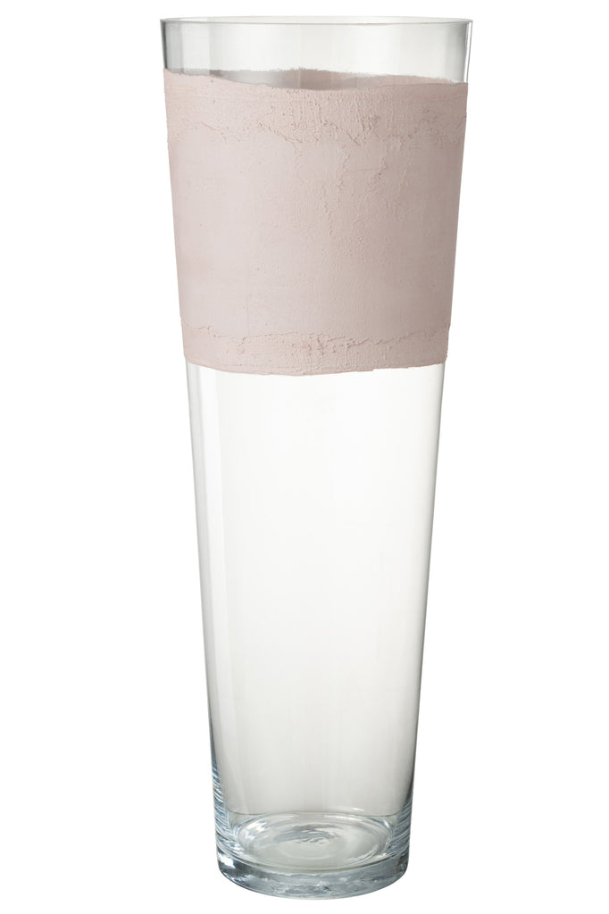 Vase Delph Glass Transparent/Pink Extra Large - Majorr