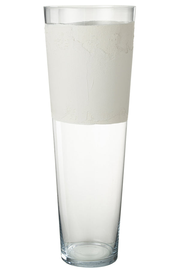 Vase Delph Glass Transparent/White Extra Large - Majorr