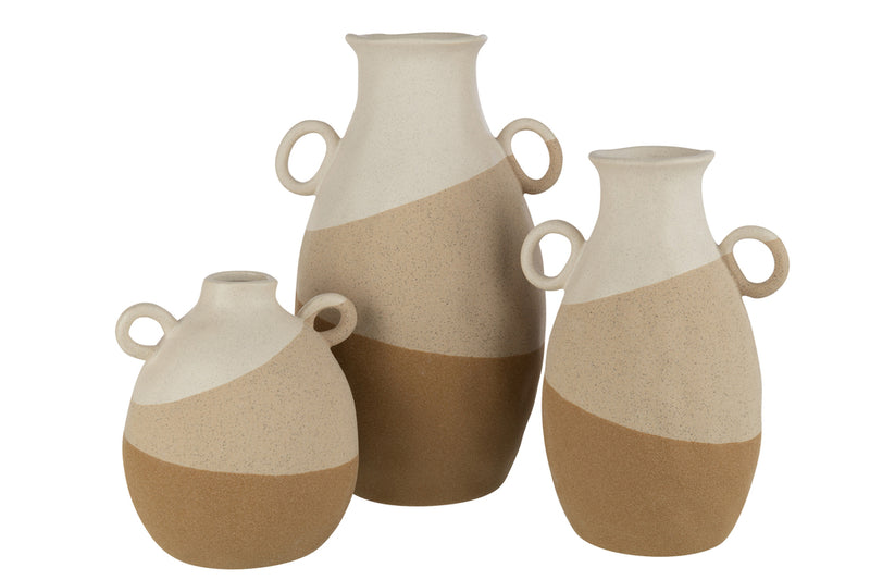 Vase Ear Ceramic Beige/Light Brown Large - Majorr