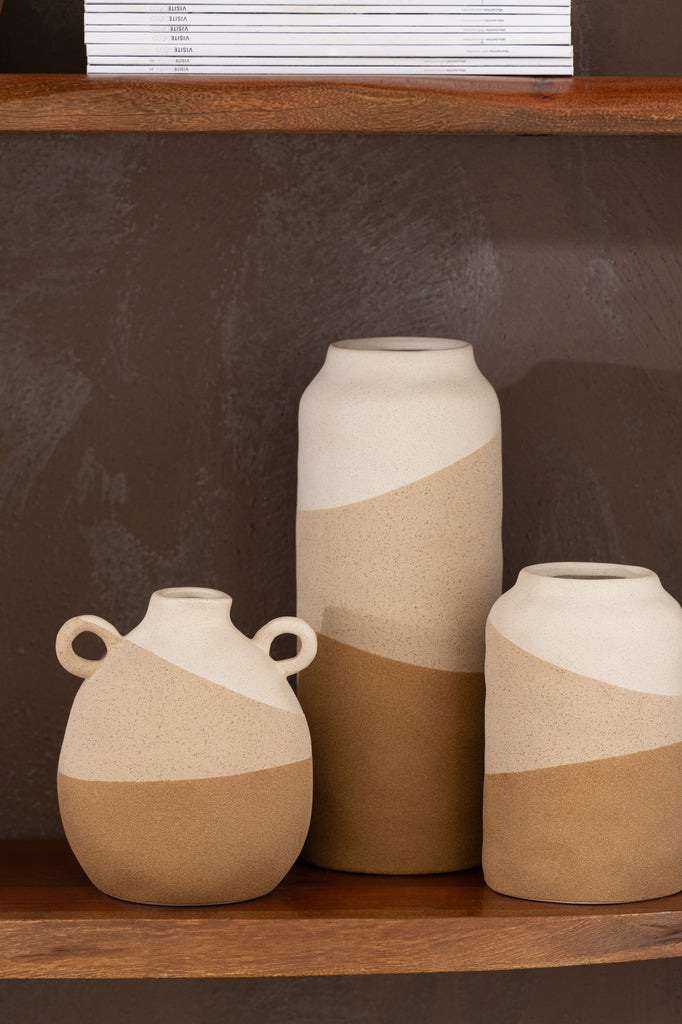 Vase Ear Ceramic Beige/Light Brown Small - Majorr