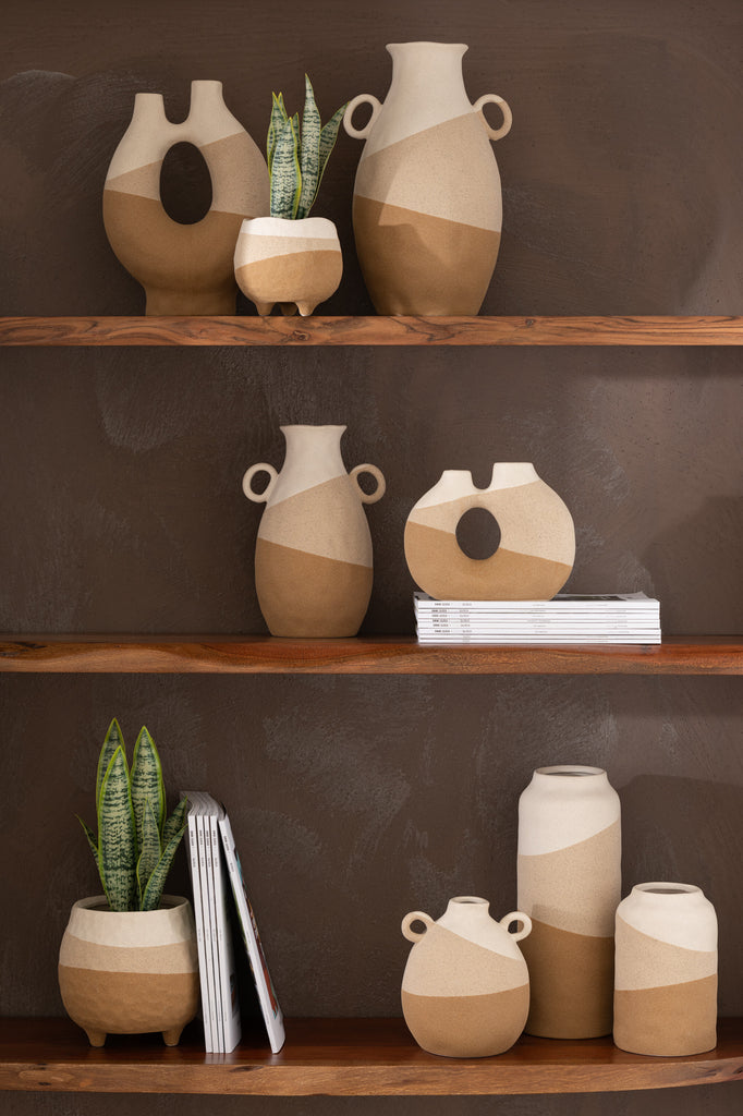 Vase Ear Ceramic Beige/Light Brown Small - Majorr