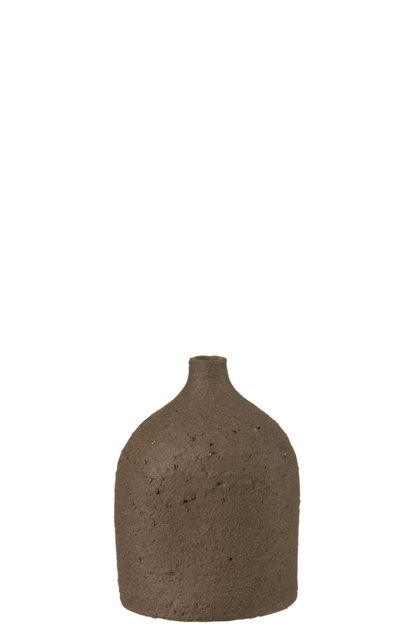 Vase Enya Bottle Ceramic Brown Small - Majorr