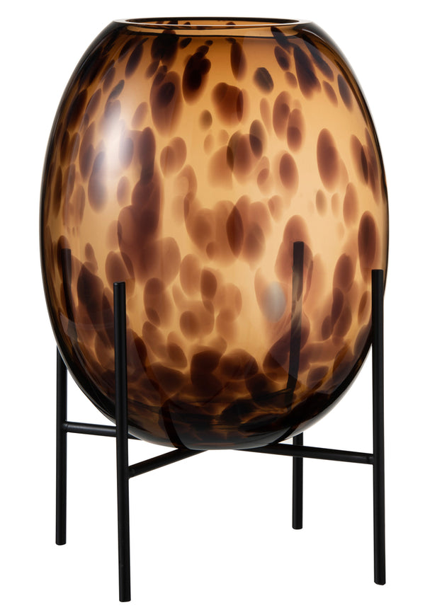 Vase On Base Speck Glass Transparent/Brown Large - Majorr