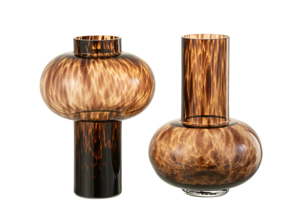 Vase Grenade Glass Brown/Black Assortment Of 2 - Majorr