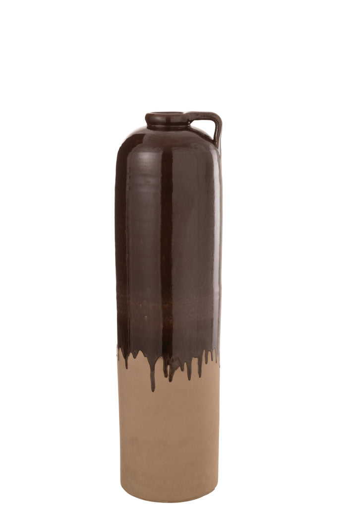 Vase Handle Ceramic Beige/Brown Medium - Majorr