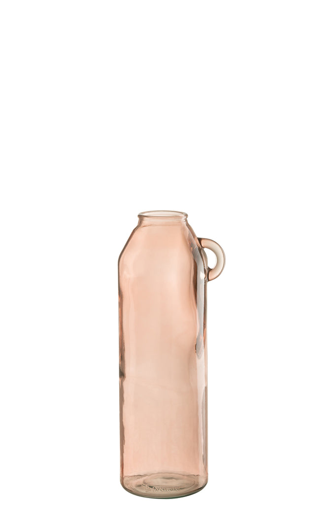 Vase Handle Cylinder Glass Light Pink Large - Majorr