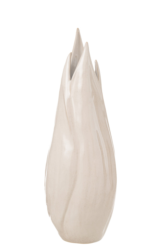 Vase Ibiza Shiny Ceramic Beige Large - Majorr