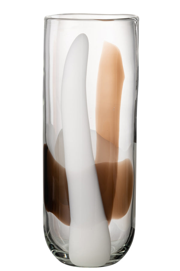 Vase Iggy Glass White/Brown Large - Majorr