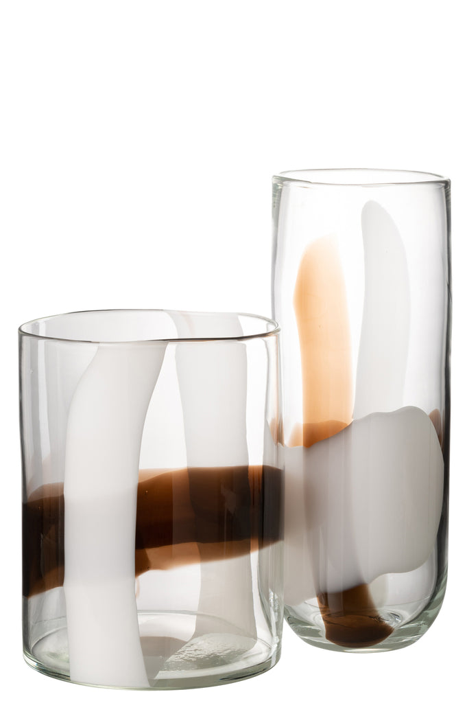 Vase Iggy Glass White/Brown Large - Majorr