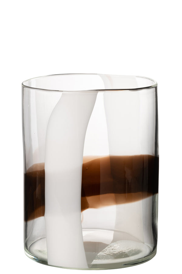 Vase Iggy Glass White/Brown Small - Majorr
