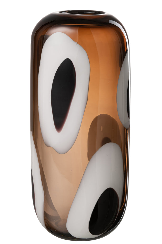 Vase Izzy Glass White/Brown Large - Majorr