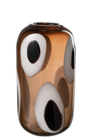 Vase Izzy Glass White/Brown Medium - Majorr