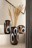 Vase Izzy Glass White/Brown Medium - Majorr