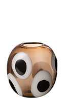 Vase Izzy Glass White/Brown Small - Majorr