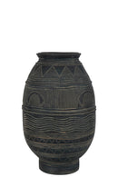 Vase Jug Circle Cement Black/Brown Small - Majorr