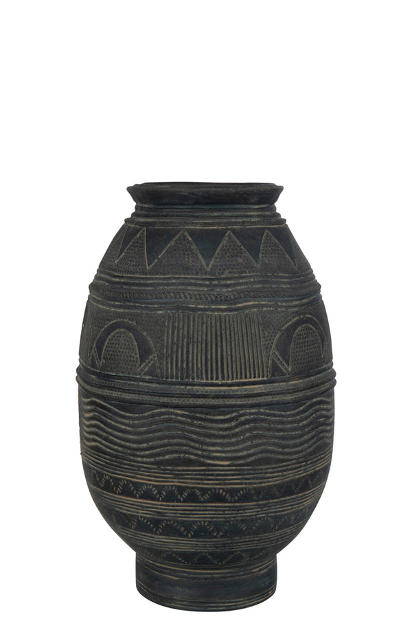 Vase Jug Circle Cement Black/Brown Small - Majorr