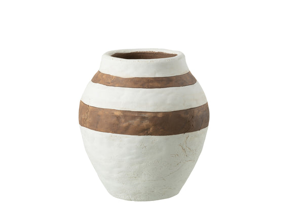 Vase Kenia Ceramic White/Brown Small - Majorr