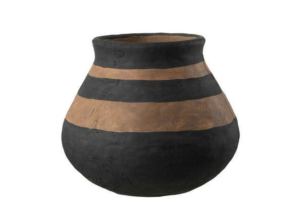 Vase Kenia Low Ceramic Black/Brown Large - Majorr