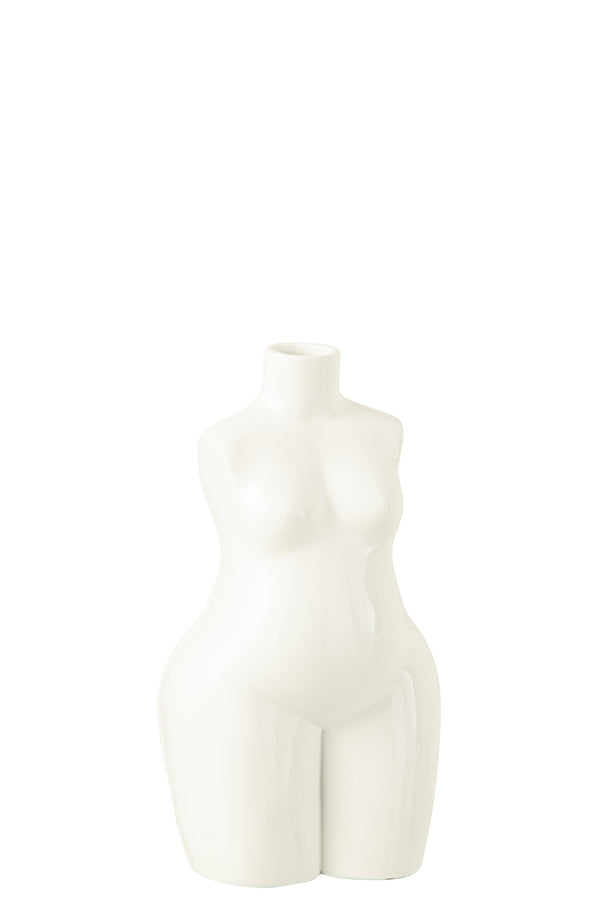 Vase Lady Body Polyresin Shiny White Small